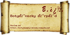 Botyánszky Árpád névjegykártya